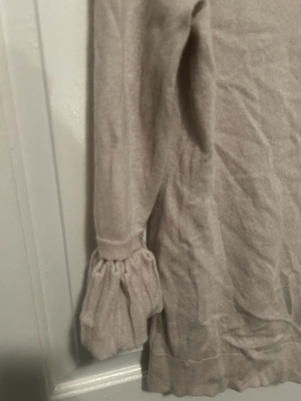 Kinross Cashmere Mock-Neck Zip-Front Ruffle Sleeve Sweater - Picture 2 of 6